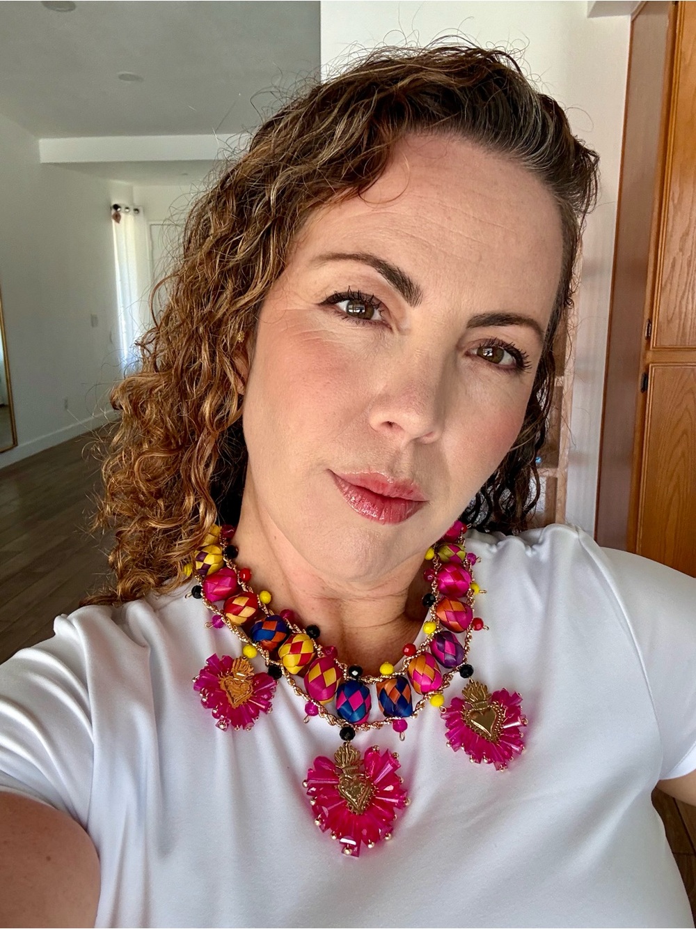 Bold Pink and Multicolor Statement palma and crystal Necklace - Women Jewelry